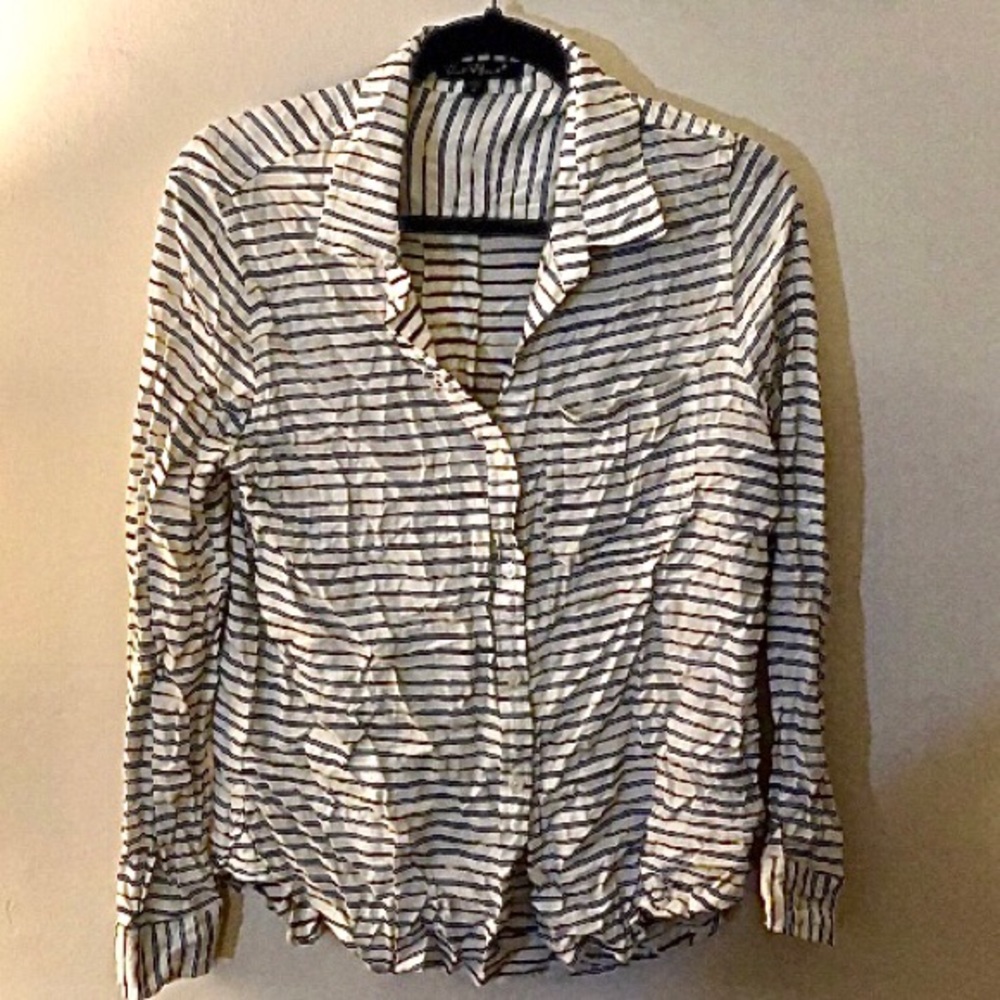 Velvet Heart Blue/White Button Up Top
